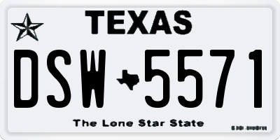 TX license plate DSW5571