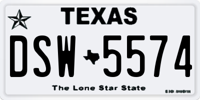 TX license plate DSW5574