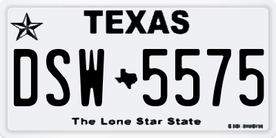 TX license plate DSW5575