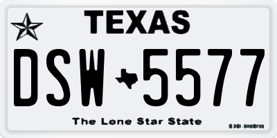 TX license plate DSW5577
