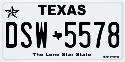 TX license plate DSW5578