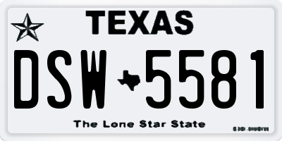 TX license plate DSW5581