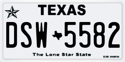 TX license plate DSW5582