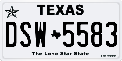 TX license plate DSW5583