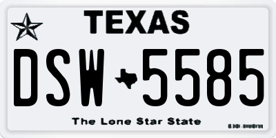 TX license plate DSW5585