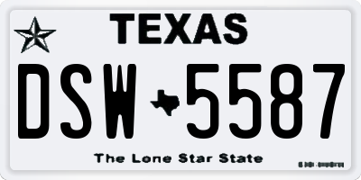 TX license plate DSW5587