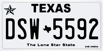 TX license plate DSW5592