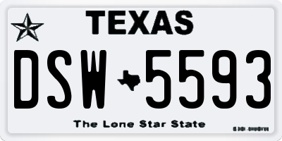 TX license plate DSW5593