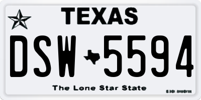 TX license plate DSW5594