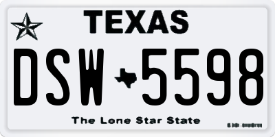 TX license plate DSW5598