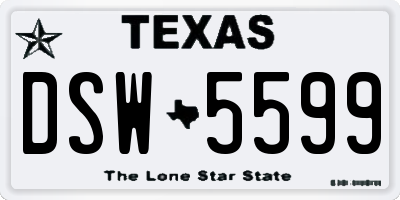 TX license plate DSW5599