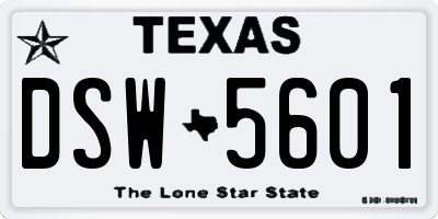 TX license plate DSW5601