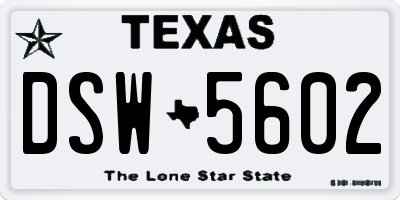 TX license plate DSW5602