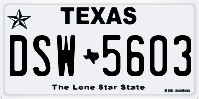 TX license plate DSW5603