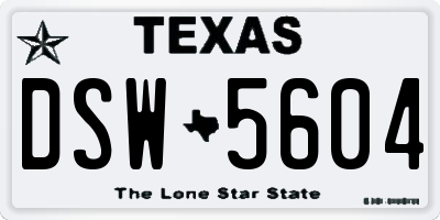 TX license plate DSW5604