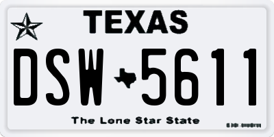 TX license plate DSW5611