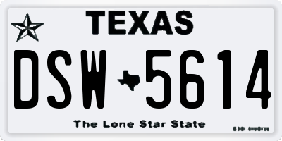 TX license plate DSW5614