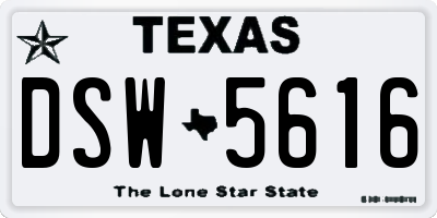 TX license plate DSW5616