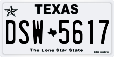 TX license plate DSW5617