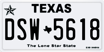 TX license plate DSW5618