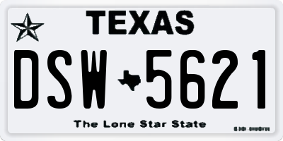 TX license plate DSW5621