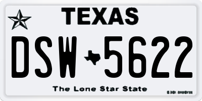 TX license plate DSW5622