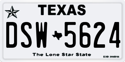 TX license plate DSW5624