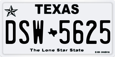 TX license plate DSW5625
