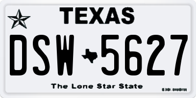 TX license plate DSW5627
