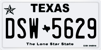 TX license plate DSW5629
