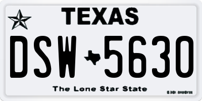 TX license plate DSW5630