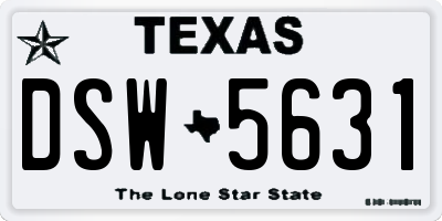 TX license plate DSW5631