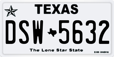 TX license plate DSW5632