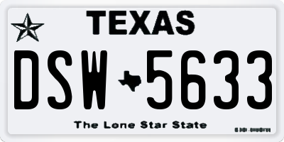 TX license plate DSW5633