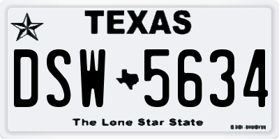 TX license plate DSW5634