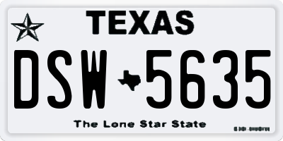 TX license plate DSW5635