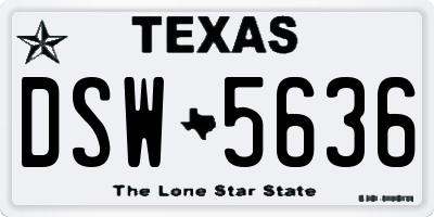 TX license plate DSW5636