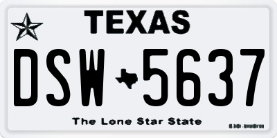 TX license plate DSW5637