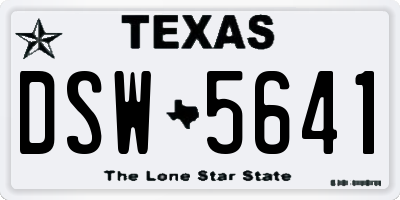 TX license plate DSW5641