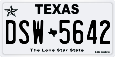 TX license plate DSW5642