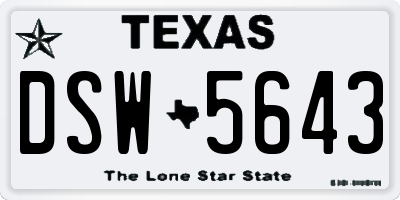 TX license plate DSW5643
