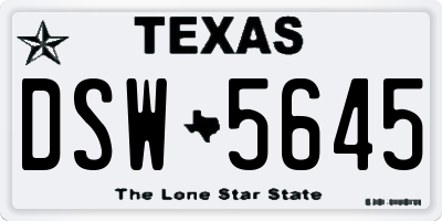 TX license plate DSW5645