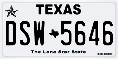 TX license plate DSW5646