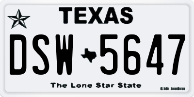 TX license plate DSW5647