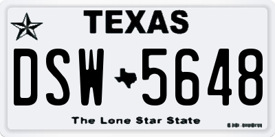 TX license plate DSW5648