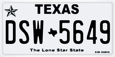 TX license plate DSW5649