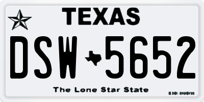 TX license plate DSW5652
