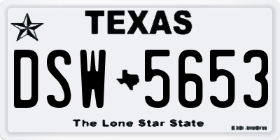 TX license plate DSW5653