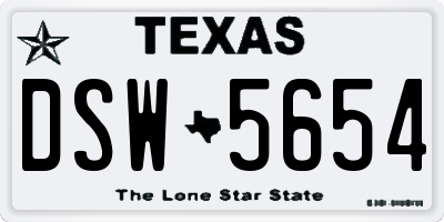 TX license plate DSW5654