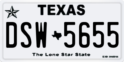 TX license plate DSW5655